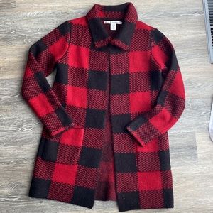 Max studio plaid long sweater coat